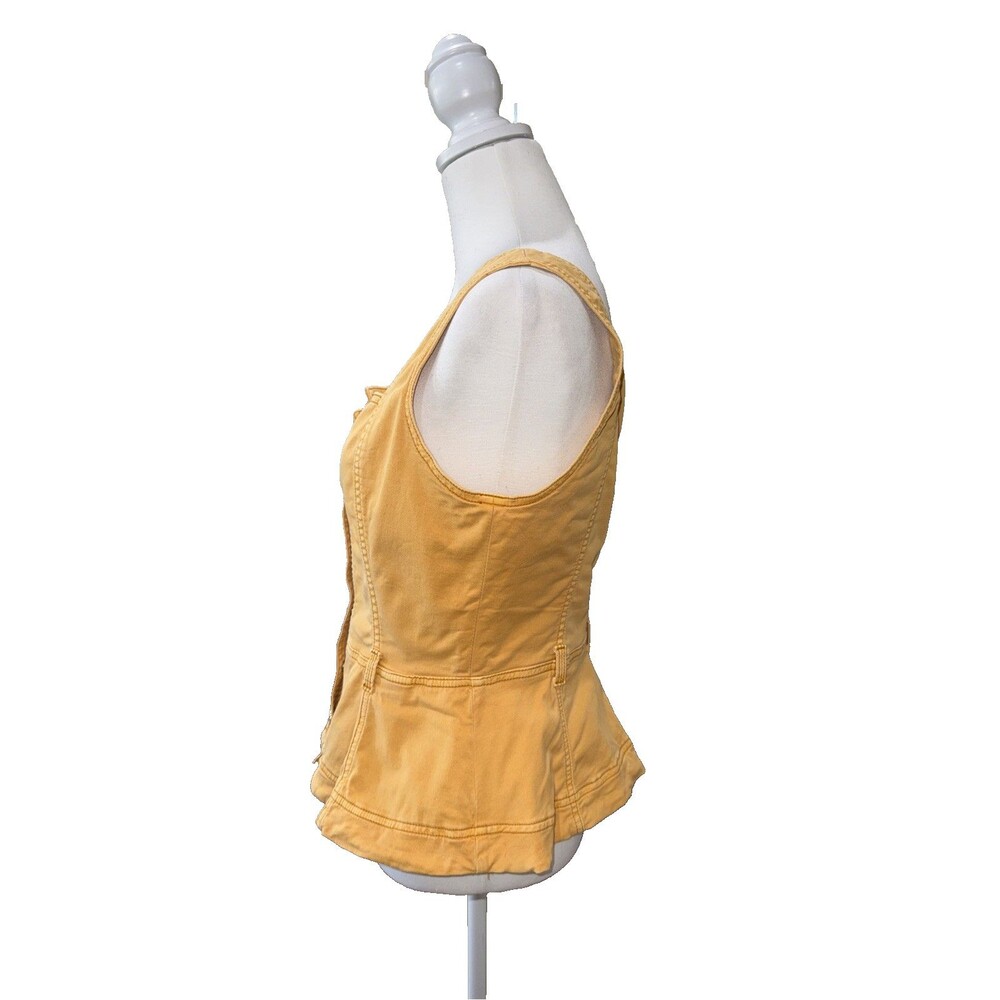 WHBM White House Black Market Yellow Tailored Twill Peplum Vest Tank Top Snaps 6 - Picture 3 of 10